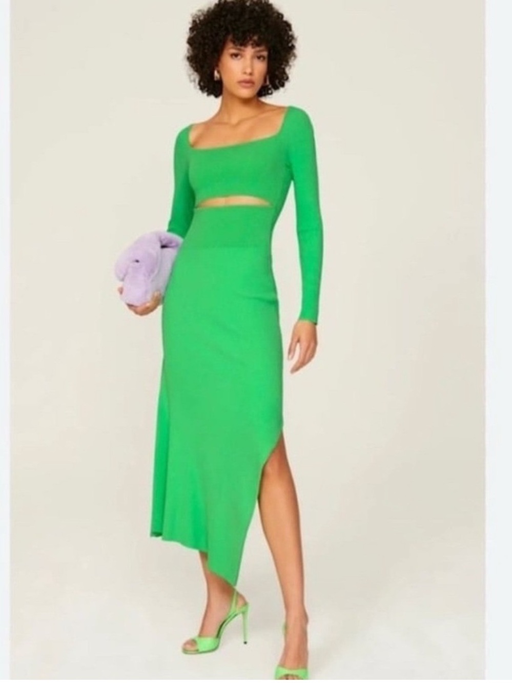 A.L.C. Clara ribbed cut out midi dress in green size S NWT